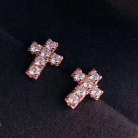 2020 Tiffany Cross 18K Rose Gold Diamond Earrings 