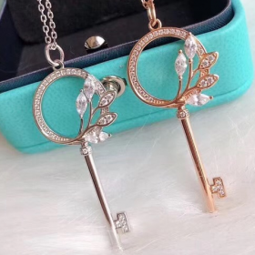 2020 Tiffany Keys Victoria 18k Rose Gold Platinum Necklaces GRP11226